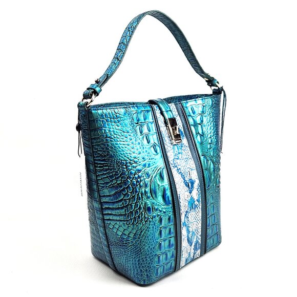 BRAHMIN Shira Peacock Shimmer Bucket Bag - Picture 3 of 12